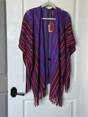 Missoni Wool Blend Poncho, Cape Shawl -Fringe NWT